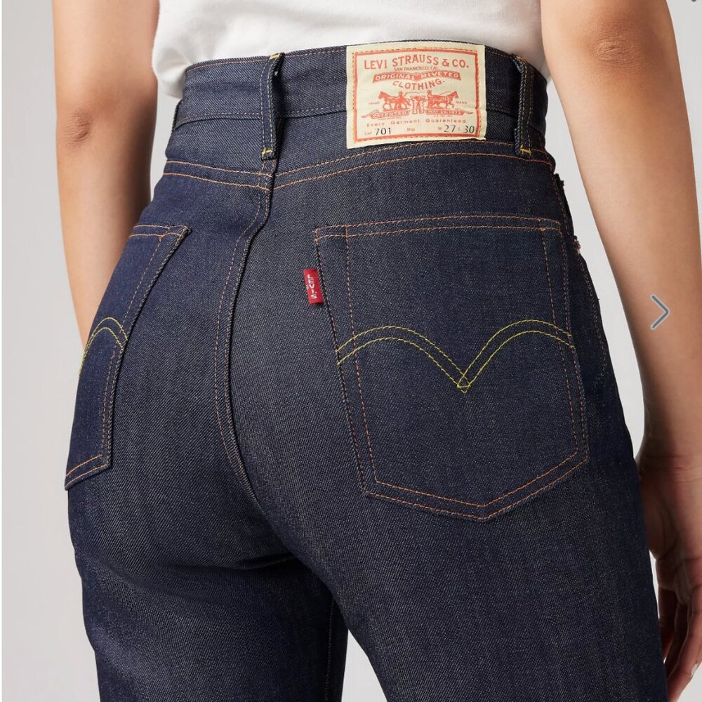 Levis 1950s 701 Jeans sz 26/32 Organic Cotton Dark Indigo/ NWOT Made in Japan